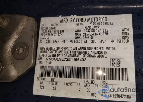 2014 Ford Transit Connect Xl z USA, uszkodzony, nr VIN NM0GE9E72E1166402